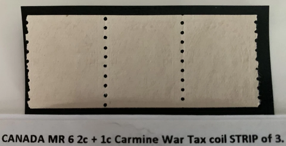 *SELLOS DE IMPUESTOS DE GUERRA* Canadá Sc# MR 6 '2c + 1c' CARMINE, COMO NUEVO NG TIRA DE 3 CAT $350 Foto 2 de 2