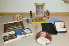 VINTAGE RELIGIOUS ITEMS LOT POPE PAUL ALTAR MANUAL HOLY LAND COLLECTIBLES & MORE