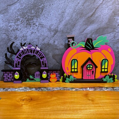 Target 2024 Hyde and Eek Halloween Wood Mini Mantle Set CEMETERY