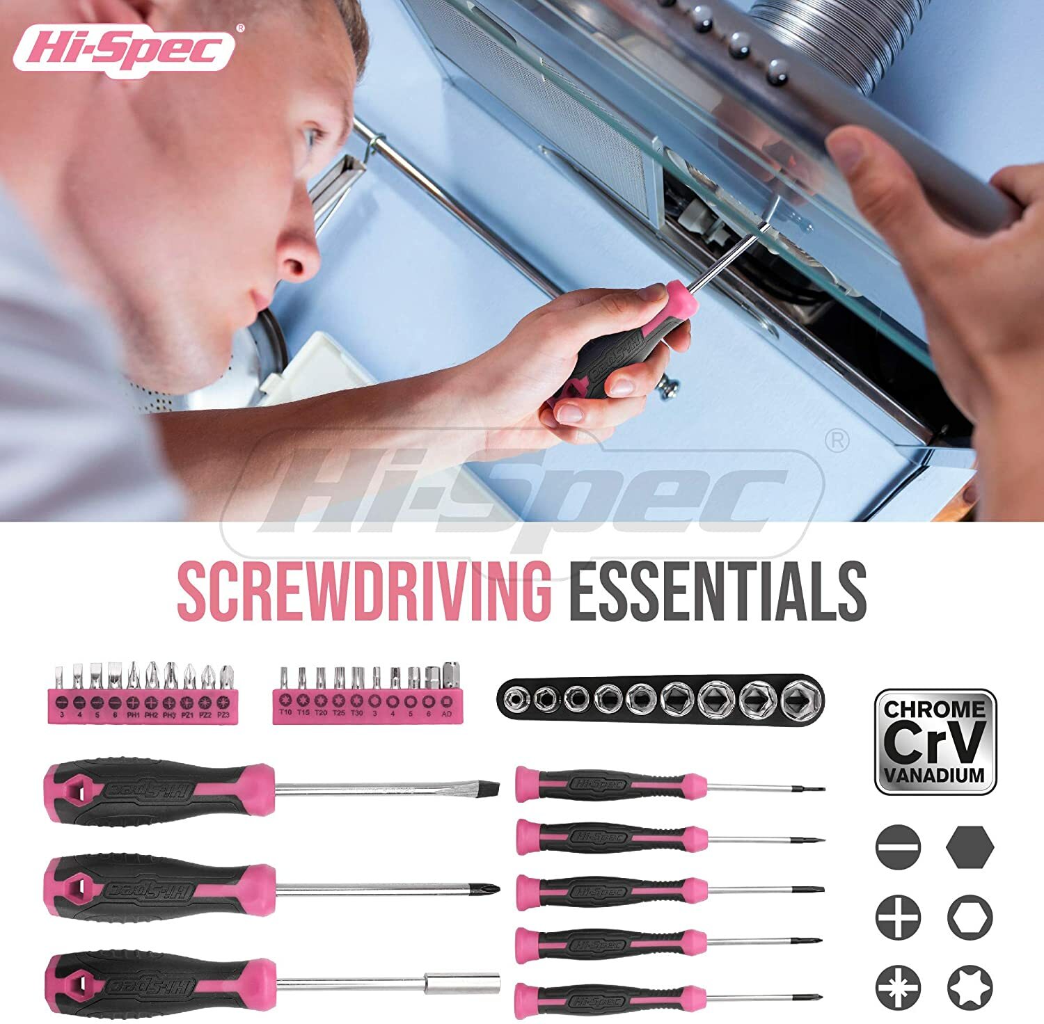 Hi-Spec 54 Piece Pink Home & Office Tool Kit Set w/ case General DIY Repair Kupowanie bomb, nowość