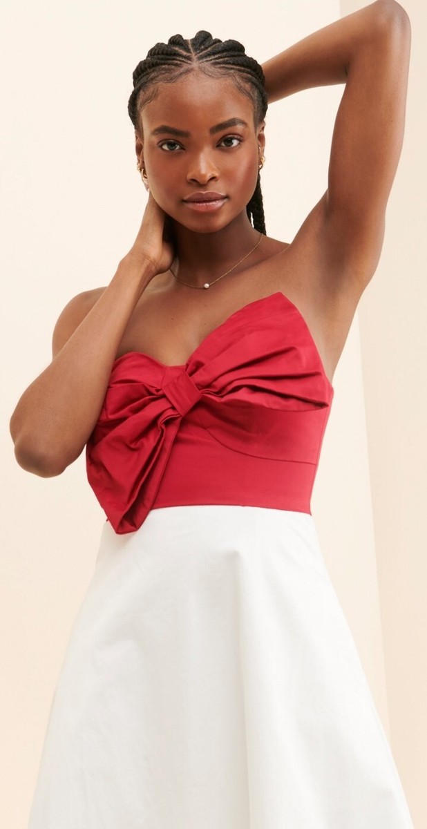 anthropologie colorblocked bow tie maxi dress