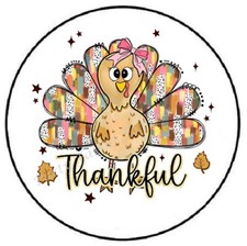 THANKFUL TURKEY THANKSGIVING DRAWN ENVELOPE SEALS LABELS STICKERS PARTY FAVORS