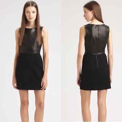 theory jersey dress Tirionne Black Leather Combo Mini Sheath Women’s Size 2 brooke-hoco-2026