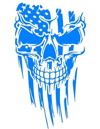 American Flag with Skull Distressed Vinyl Decal Multiple Colors and Sizes - Picture 41 of 49