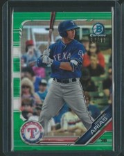 2019 BOWMAN CHROME DIOSBEL ARIAS RANGERS RC GREEN REFRACTOR SUPER RARE SP 12/99