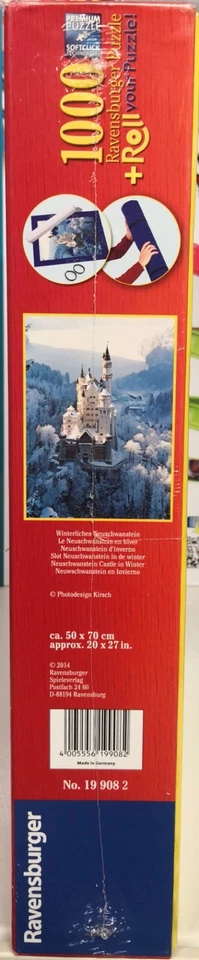 RAVENSBURGER PUZZLE 1000 PZ + ROLL  CASTELLO DI NEUSCHWANSTEIN D'INVERNO 19908 2 - Immagine 3 di 4