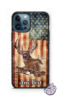 Deer Buck US Flag Personalized Phone Case For iPhone 15 14 Samsung S24 Google 8a
