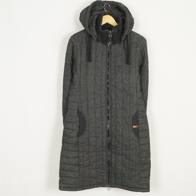 KHUJO Women's Hooded Jacket Size L Insulated Grey High Neck