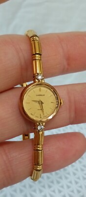 LASSALE By SEIKO Vintage Women's Watch Diamond Gold Tone 1E50-0119