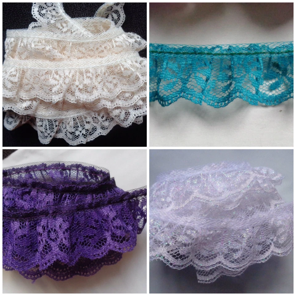 Ruffle Lace Trim 1 inch wide select color price per yard - Image 2 of 3