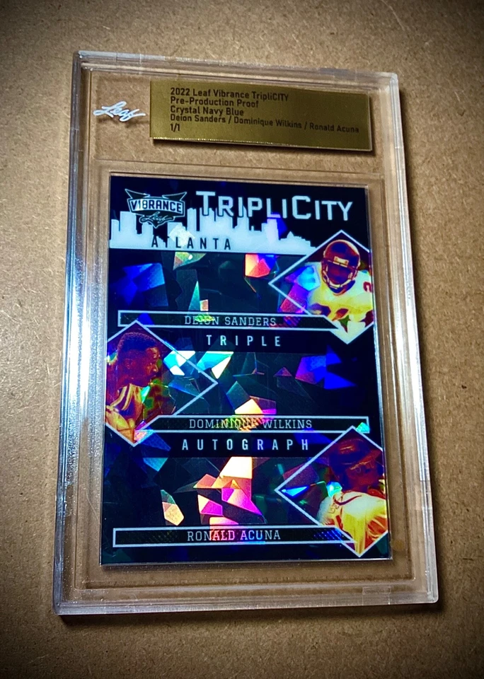 Ronald Acuna Jr 1/1 Hoja Vibrance Braves Deion Sanders Wilkins 1 de 1 Cristal SP Foto 4 de 4