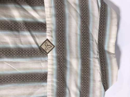 Men's prAna S/S Striped Button Up Shirt Cotton Blend Outdoor Camp Hike Sz XL EUC - Picture 6 of 7