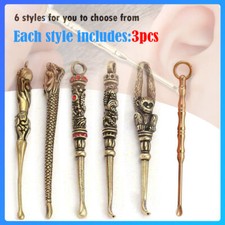 3pcs/Style Ear Wax Remover Ear Clean Tool Brass Earpick Ear Cleaner Spoon USA