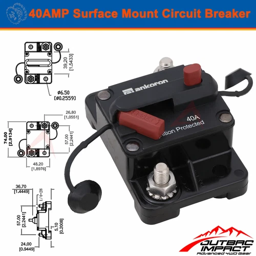 40A AMP Circuit Breaker Dual Battery Manual Reset IP67 W/proof 12V 48 Volt Fuse - Picture 9 of 11