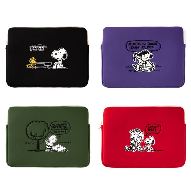 13" 14" Cute Peanuts Snoopy Padded Laptop Tablet IPad Notebook Pouch