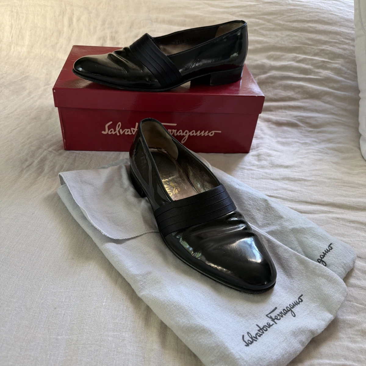 Salvatore Ferragamo Loafer Patent Leather Casual Shoes for Men for