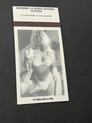 Girlie Matchbook Cover - Behind Closed Doors Busty Pinup Girl Model