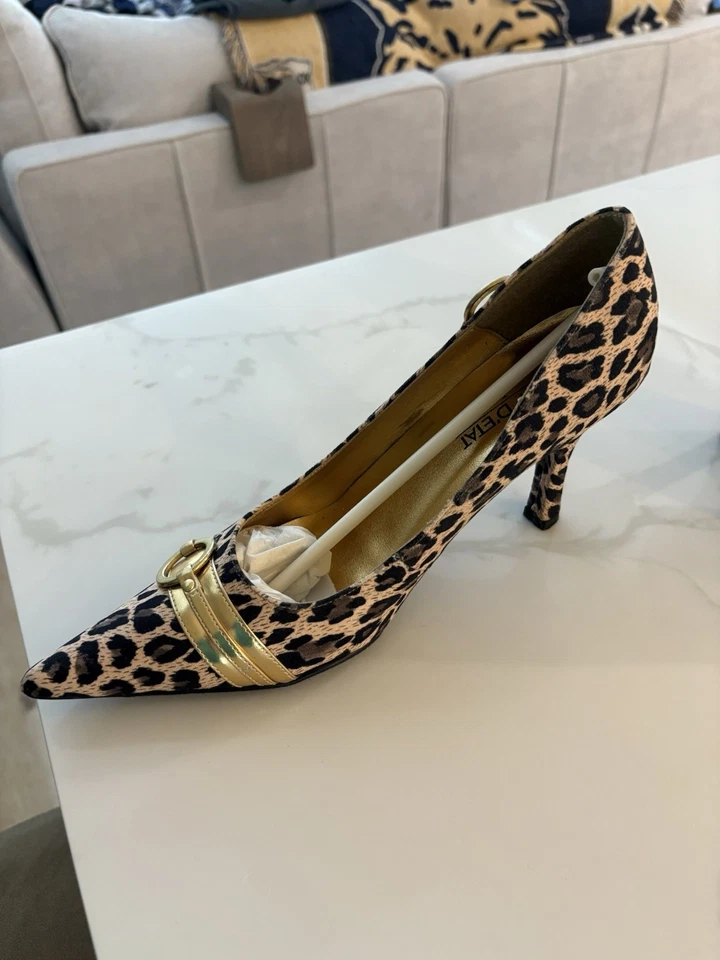COUP D'ETAT Leopard Print Brown Stiletto Heels Pump Shoes 8W - Image 4 of 4