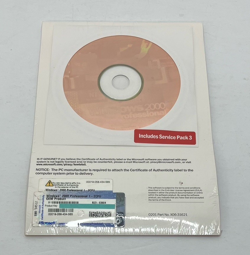 Microsoft Windows 2000 Professional 1-2 CPU New Sealed | eBay