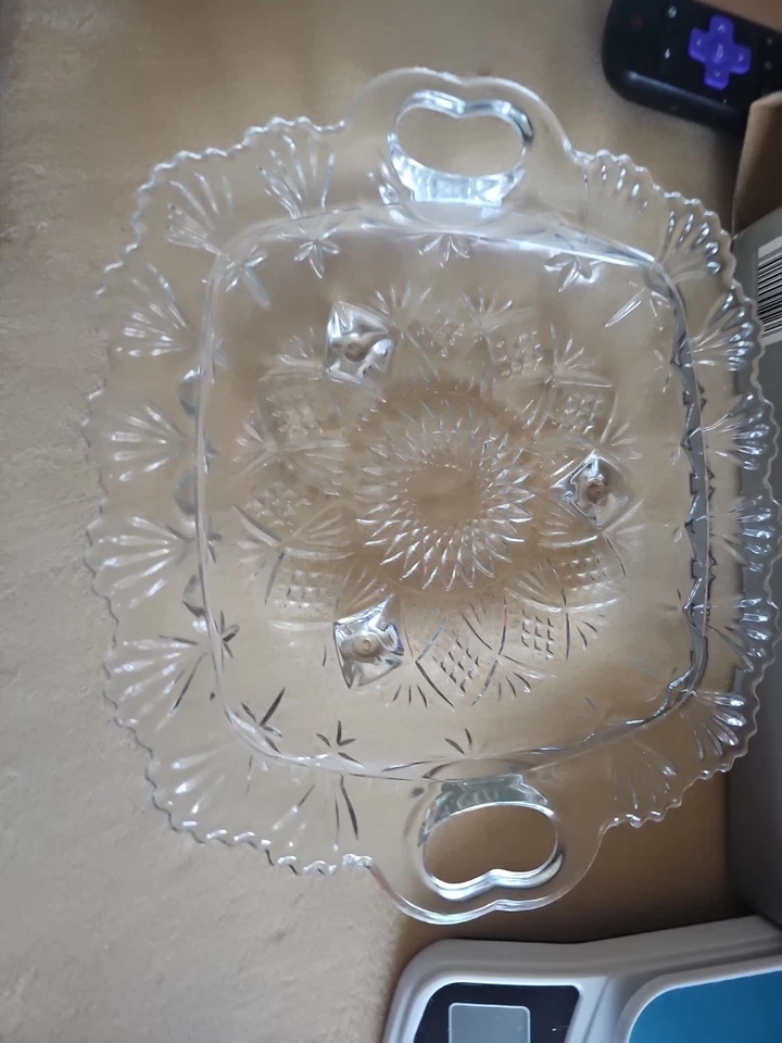 Alco 9" Crystal Serving Dish Square With Handles Vintage - Изображение 4 из 4