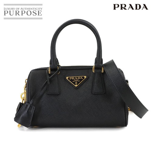 PRADA 2way Hand Shoulder Bag Saffiano Leather Black 1BB846 Gold Hardware 903