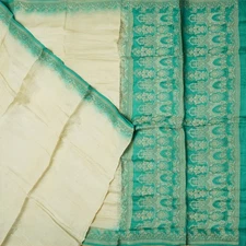 Namaste Vintage Cream Sarees 100% Pure Silk Woven Indian Sari 5YD Craft Fabric