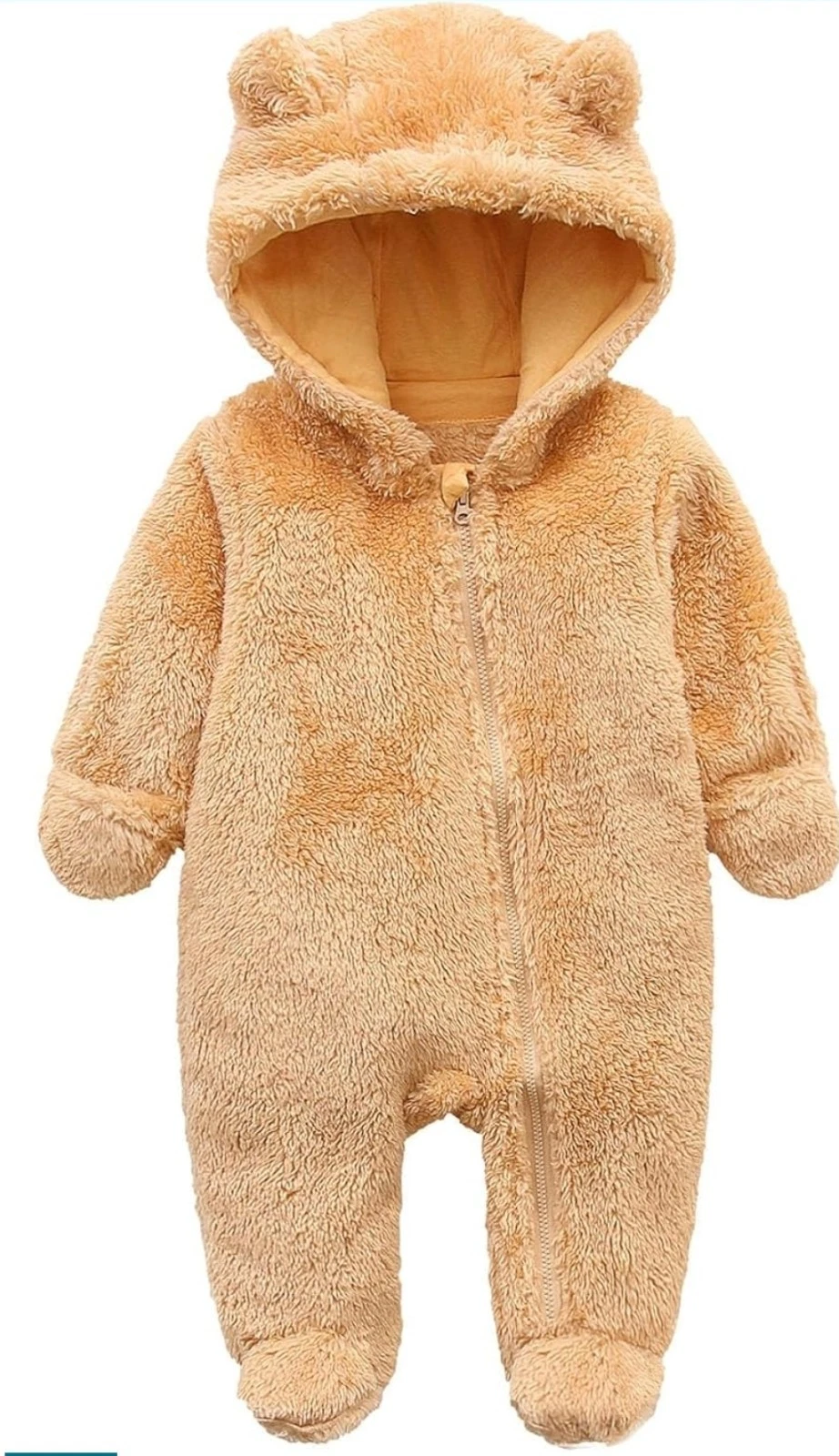 Newborn Baby Bear Fleece Outfit Footie Jumpsuit Winter Romper Snowsuit outfit