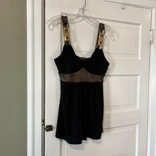 Vtg Rampage Medium Black Y2K halter top Sexy & Cute Made in USA (LS)