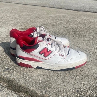 New Balance 550 BB550SE1 White Team Red Black Leather Low Top Lace-Up Men