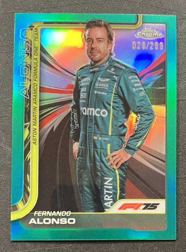 /299 Teal Refractor Fernando Alonso Portrait #9 - 2025 Topps Chrome Formula 1 F1