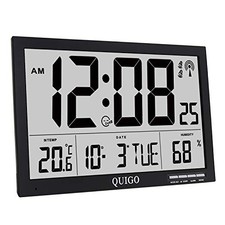 Large Digital Wall Clock Radio Controlled Temperature Humidity Alarm