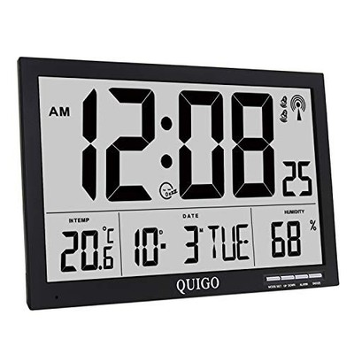 Große Digitale Wanduhr Funk Temperatur Luftfeuchtigkeit Alarm