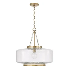 Capital Lighting Landon 100-Watt 1-Light Aged Brass Cloche Pendant Light