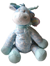 Giraffe Baby Rattle, Blue, 10", Plush, By First  Main, Brand New