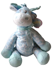 Giraffe Baby Rattle, Blue, 10", Plush, By First & Main, Brand New