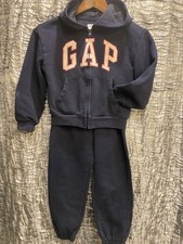 GAP Navy Sweatpants  Zip Hoodie Set with pink Logo Size 8