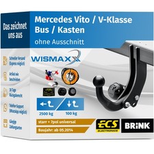 ANHÄNGERKUPPLUNG für Mercedes Vito / V-Klasse ab 14 starr BRINK +7pol E-Satz ABE ANHÄNGERKUPPLUNG für Mercedes Vito / V-Klasse ab 14 starr BRINK +7pol E-Satz ABE