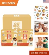 128 Count Eco-Friendly Baby Diapers Size 1, Wild Cats Design, Soft  Absorbent