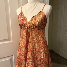 Stunning Y2K Victoria's Secret Vintage Floral Print Satin Babydoll Chemise