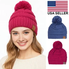 C.C Exclusive Knitted Beanie with Knit Pom Pom