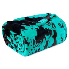 Fleece Baby Blanket for Girls  Boys, Small 40x50 IN Cowthrowblanket-blue Black