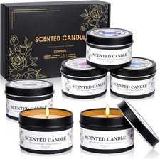 Scented Candles for Women and Men, 6 Pack Aromatherapy 6 Pack, Black
