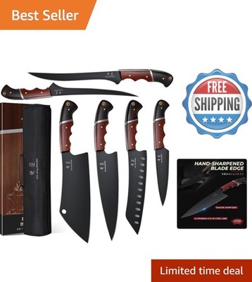 Complete Kitchen Knife Set: 6 PC Cleaver, Boning, Fillet & Chef Knives - Black