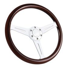 14" Woodgrain Racing Steering Wheel Vintage Nostalgic Style 6-Bolt Steering W...