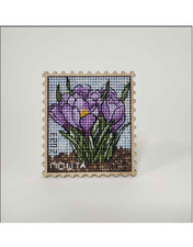 Cross stitch kit, Crocuses, on a wooden base for Home Decor  Gifting