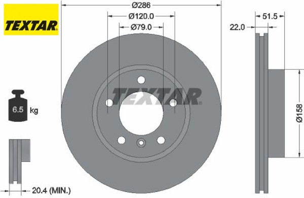 2X Bremsscheibe Textar 92055605 2 Bremsscheiben Vorderachse Vorne FüR BMW-image