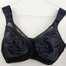 Playtex 18 Hour Women's Black Bra 38C No-Wire Unlined Floral Print Comfort Strap