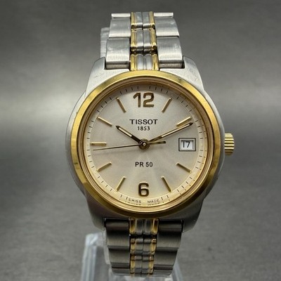 Tissot PR 50 Watch Women 28mm White Dial Two Tone Date J336/436k New Battery