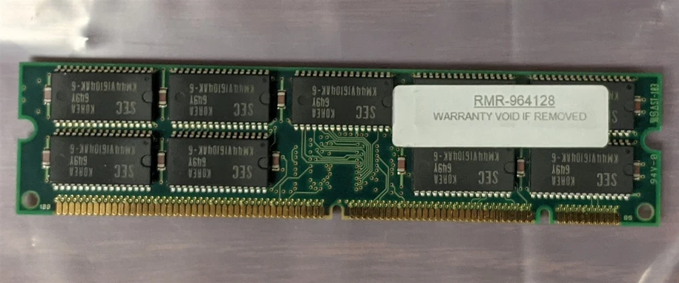 128 MB SAMSUNG KMM372F1600AK-6 DRAM-EDO 60ns ECC Buffered DIMM 168-Pin STICK Foto 2 de 3