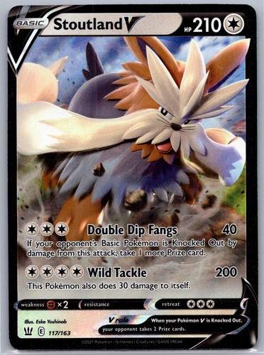 Stoutland V 117/163 Holo V Rare Battle Styles Pokemon Near Mint